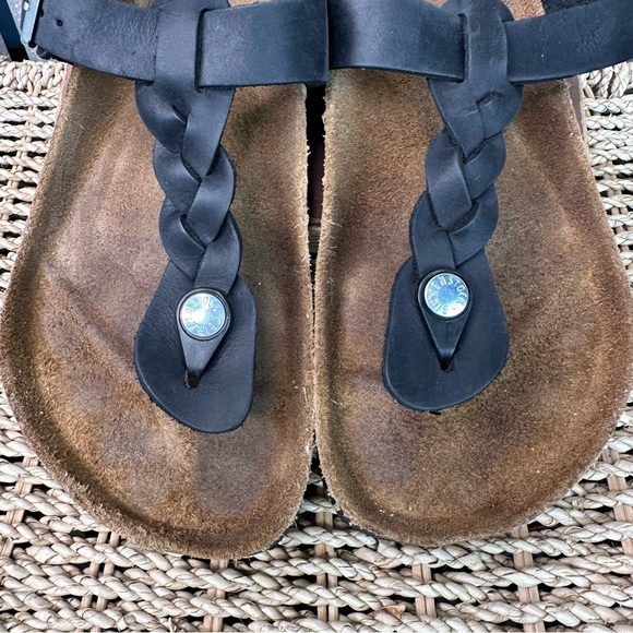 Birkenstock Gizeh Braided Oiled Leather Sandals Black Sz L8/M5 - Picture 14 of 16